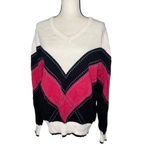 Vintage Funky Sweater Lady LaMode Hand Intarsia size Large